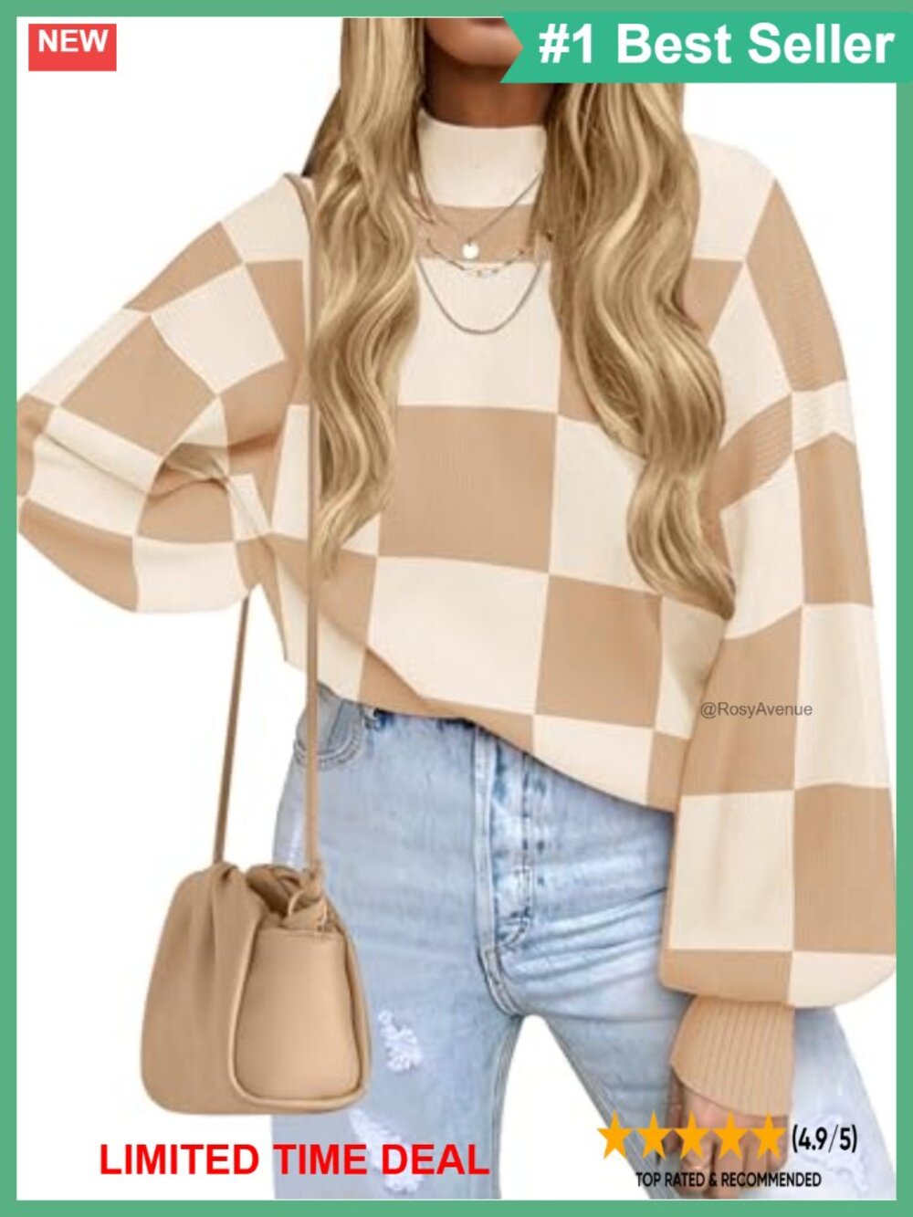 Oversized Turtleneck Knit Pullover Sweater Batwing Sleeve Striped Fall